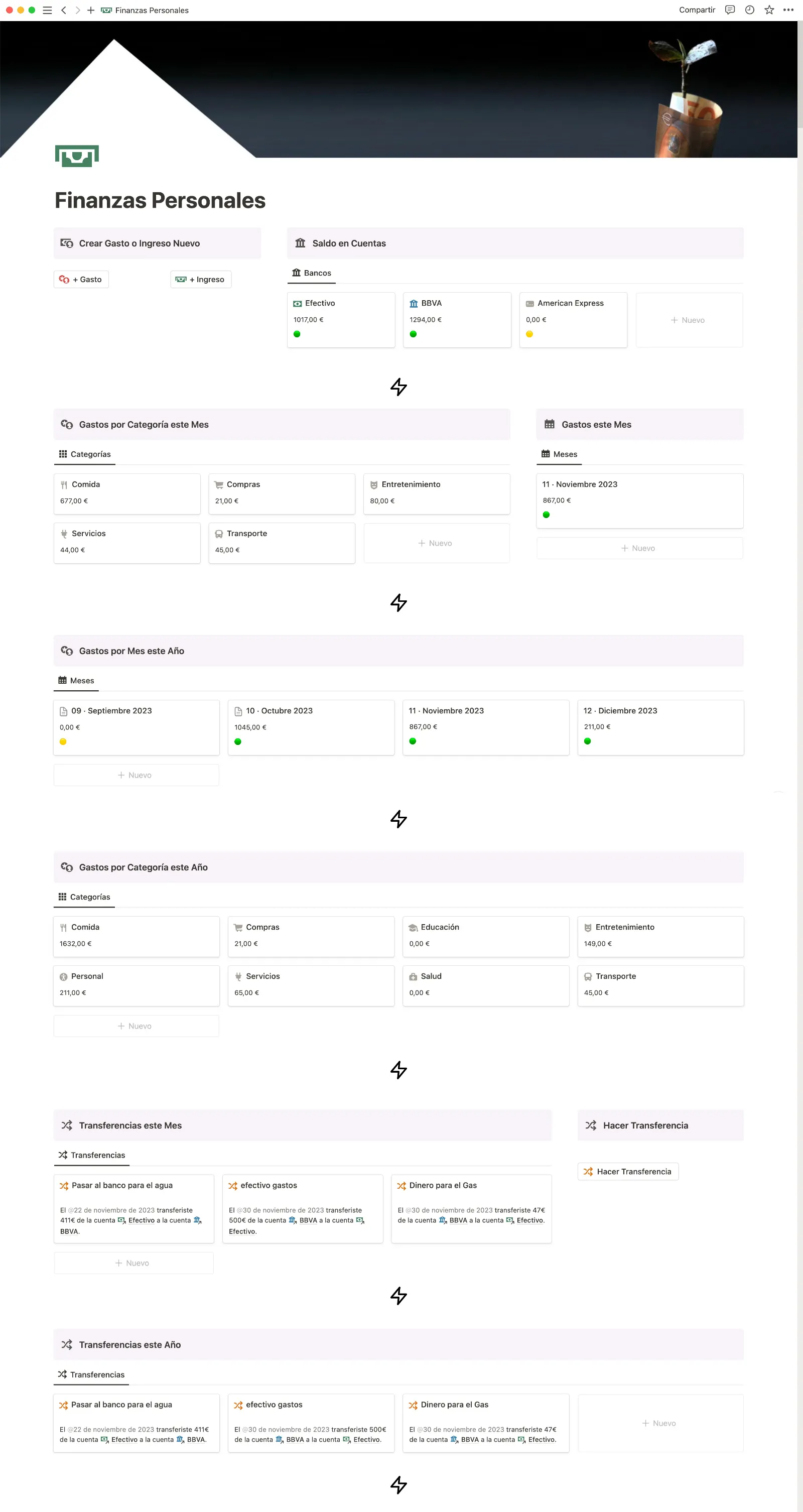 Dashboard Plantilla para Finanzas Personales