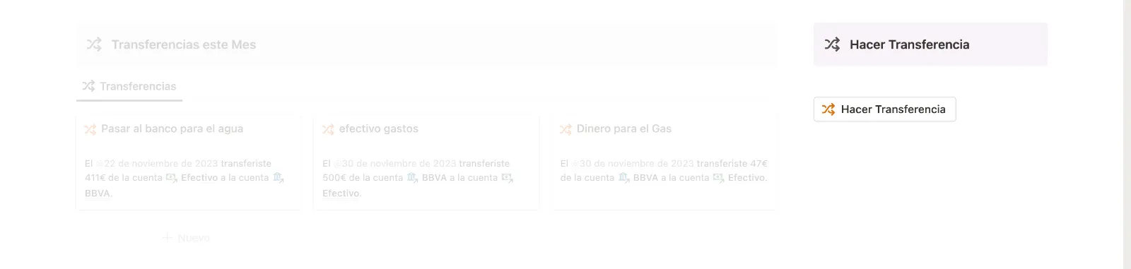 Hacer Transferencia en Finanzas Personales