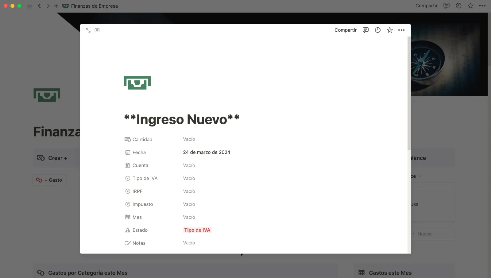 Ingresos nuevos de Empresa