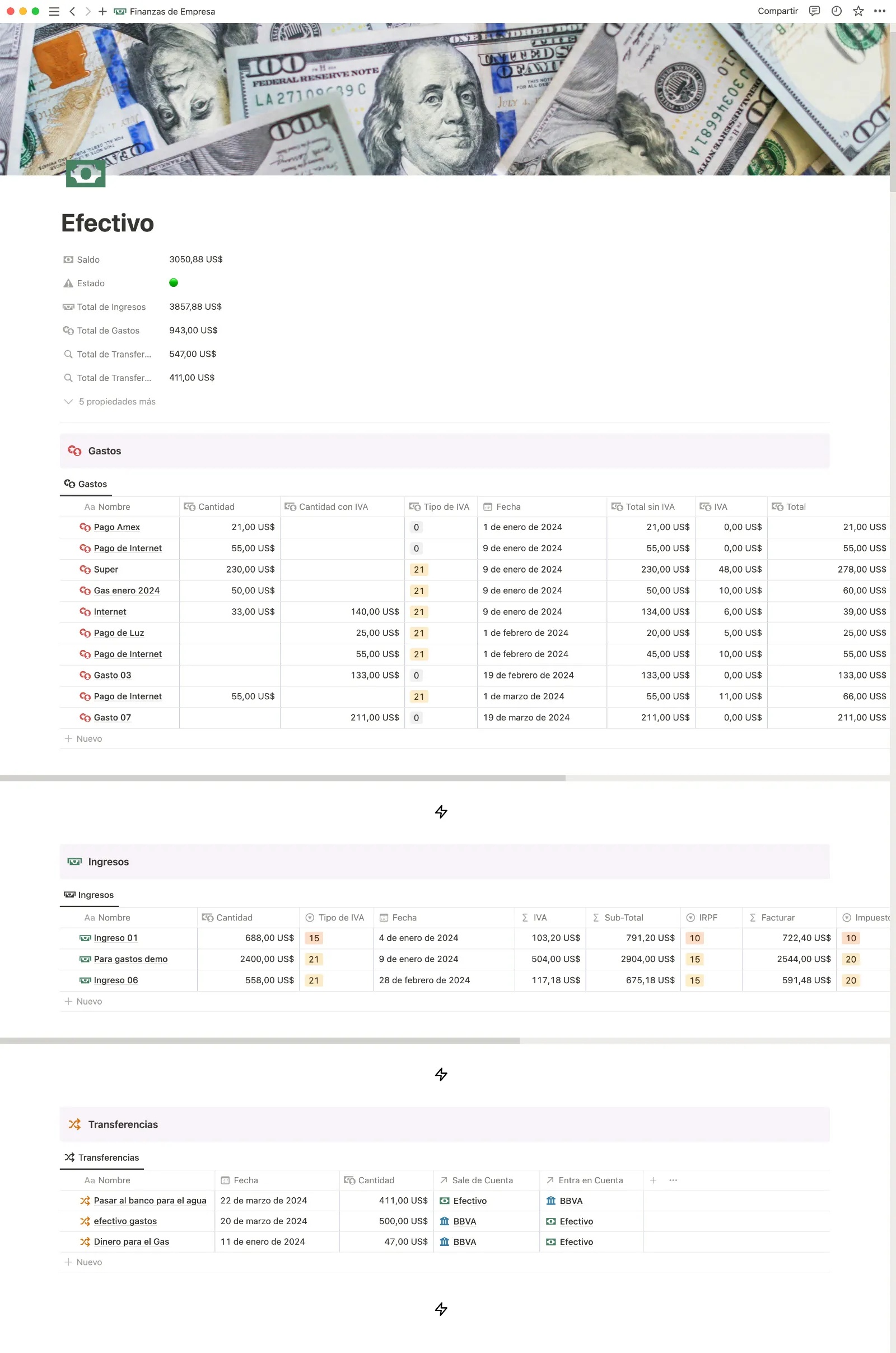 Transacciones por Cuentas Bancarias y Tarjetas