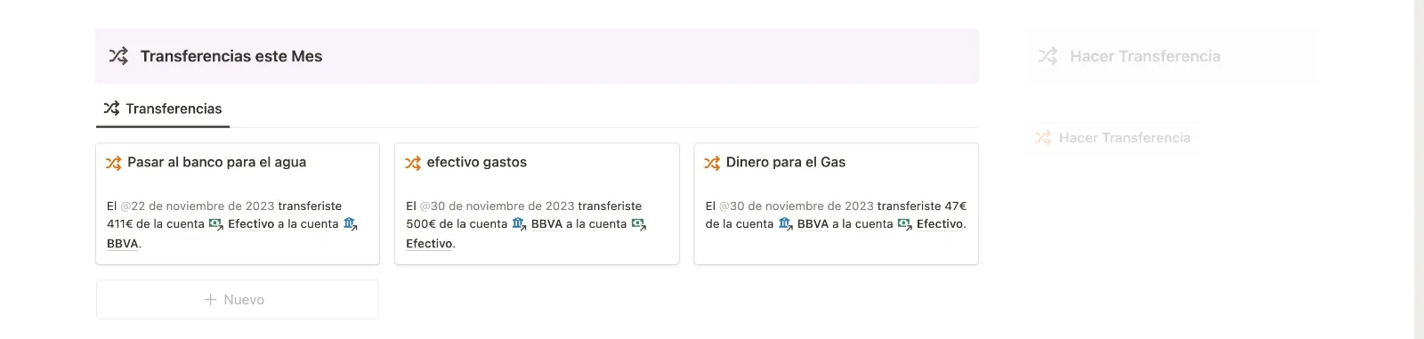 Transferencias este Mes en Finanzas Personales