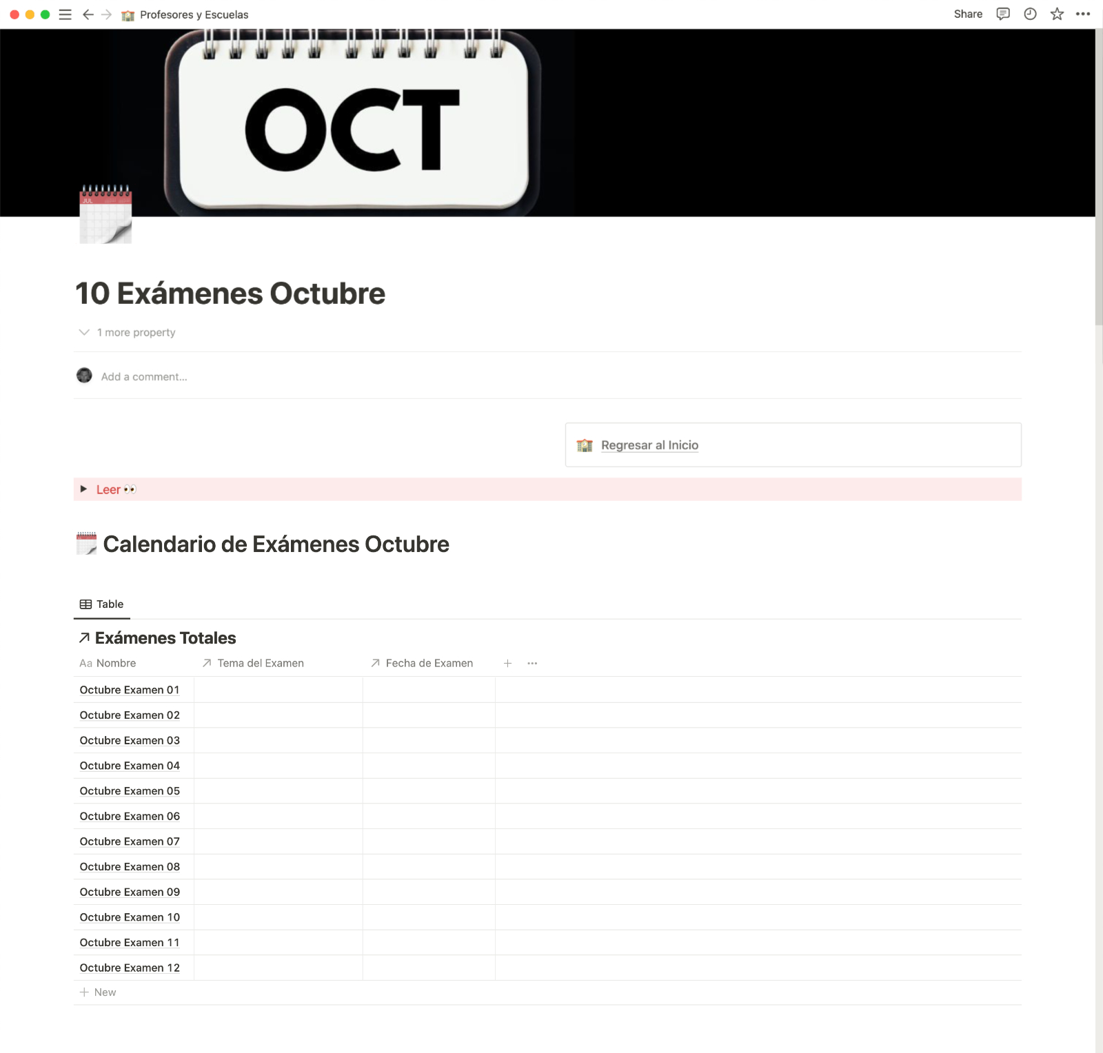 Calendario Mensual de Exámenes