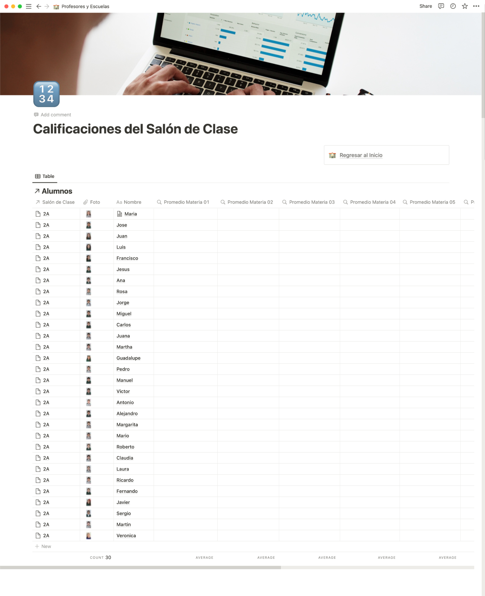 Calificaciones por Aula o Salón de Clases