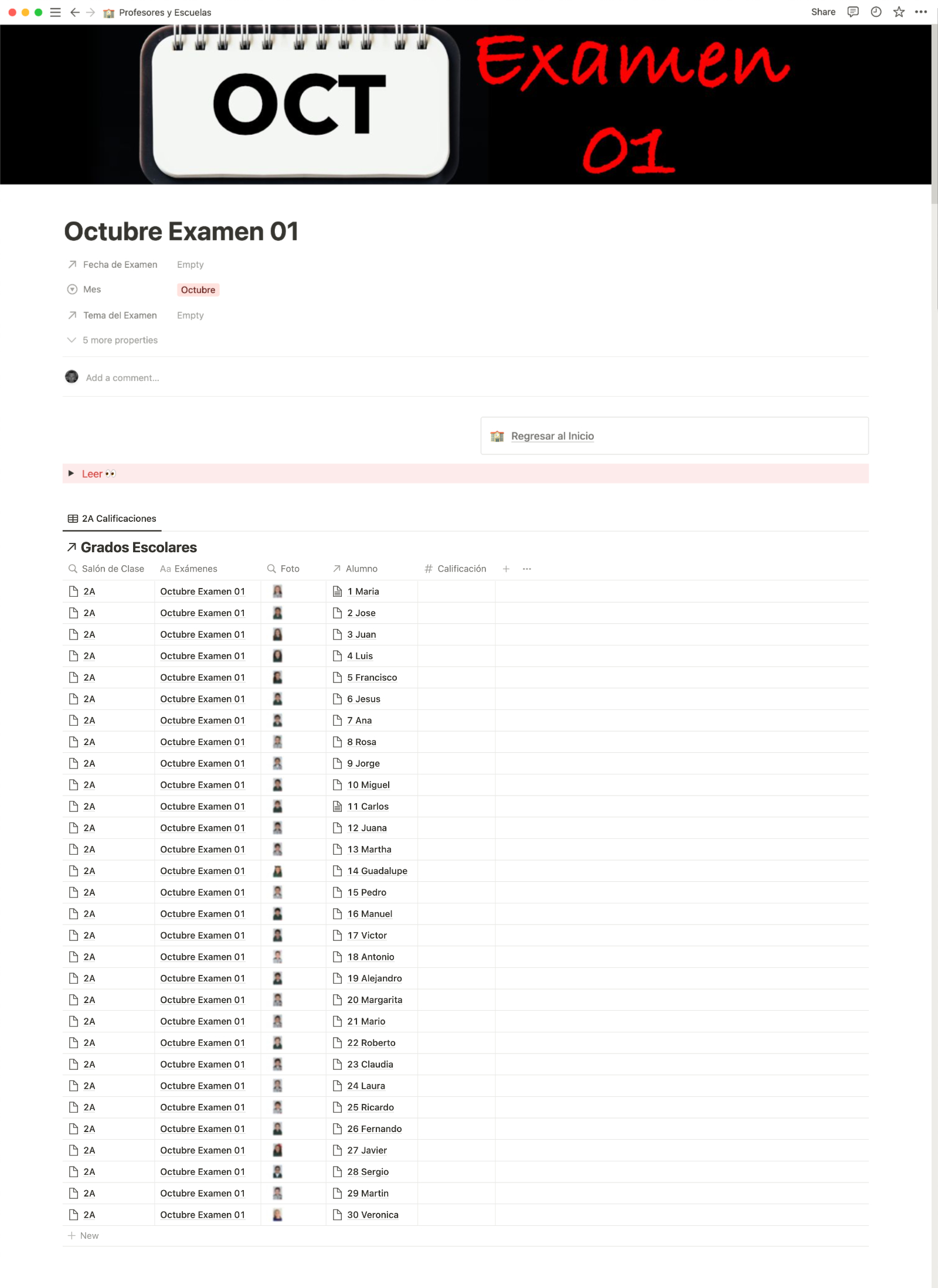 Calificación de un Examen