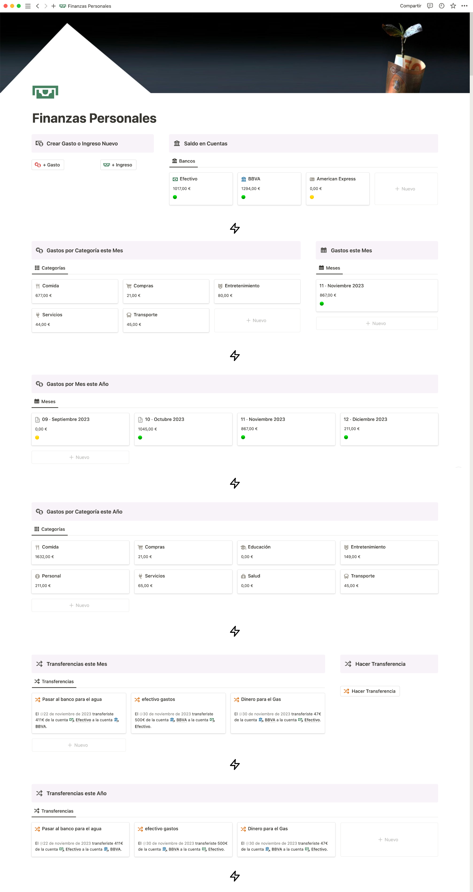 Dashboard Plantilla para Finanzas Personales