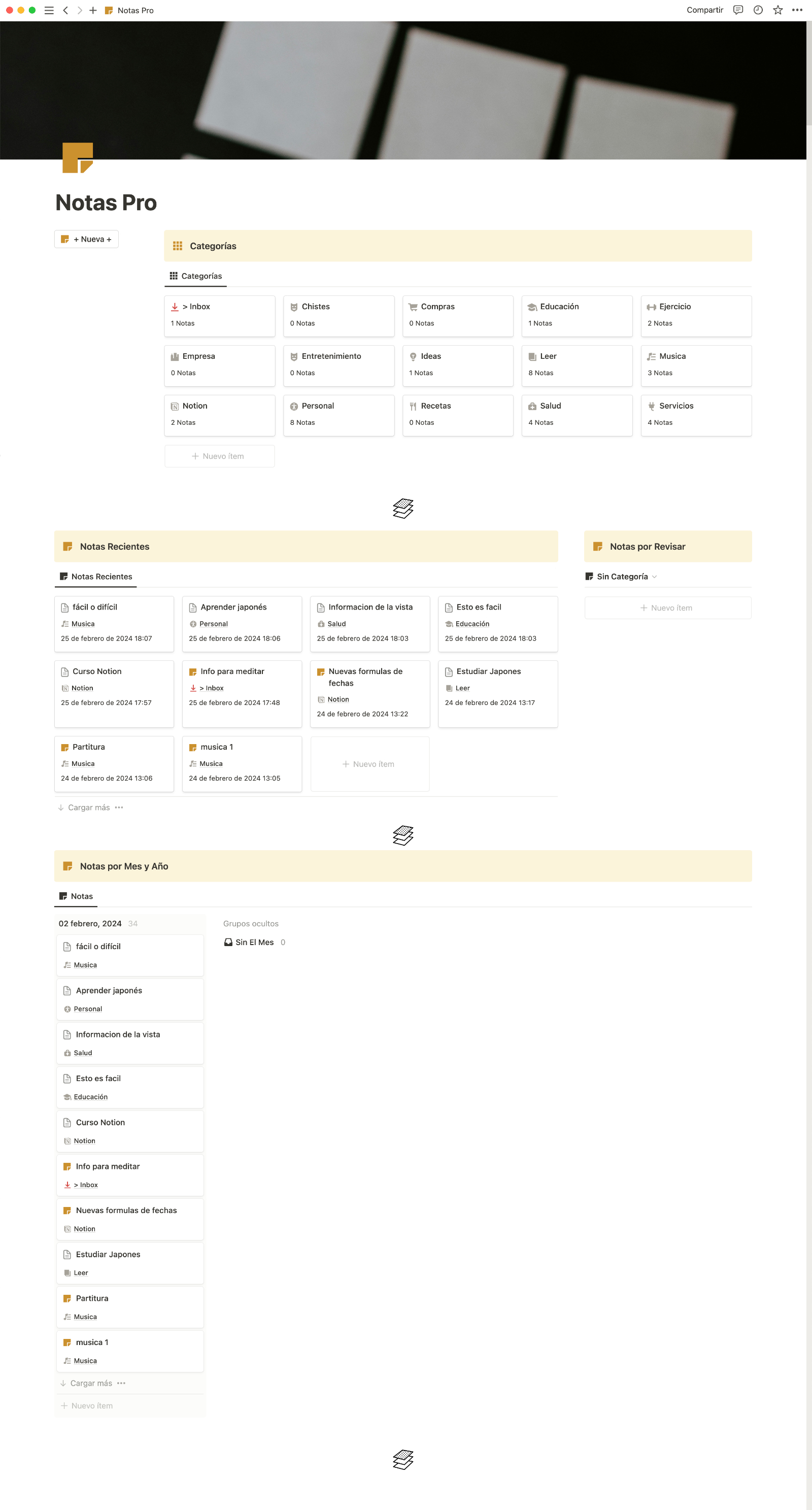 Dashboard Plantilla para Tomar Notas en Notion