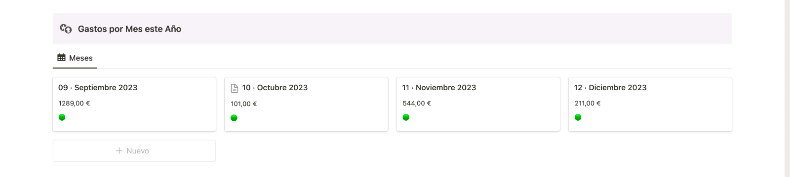 Gastos Anuales por Mes en Finanzas Personales Notion