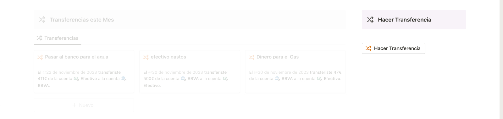 Hacer Transferencia en Finanzas Personales