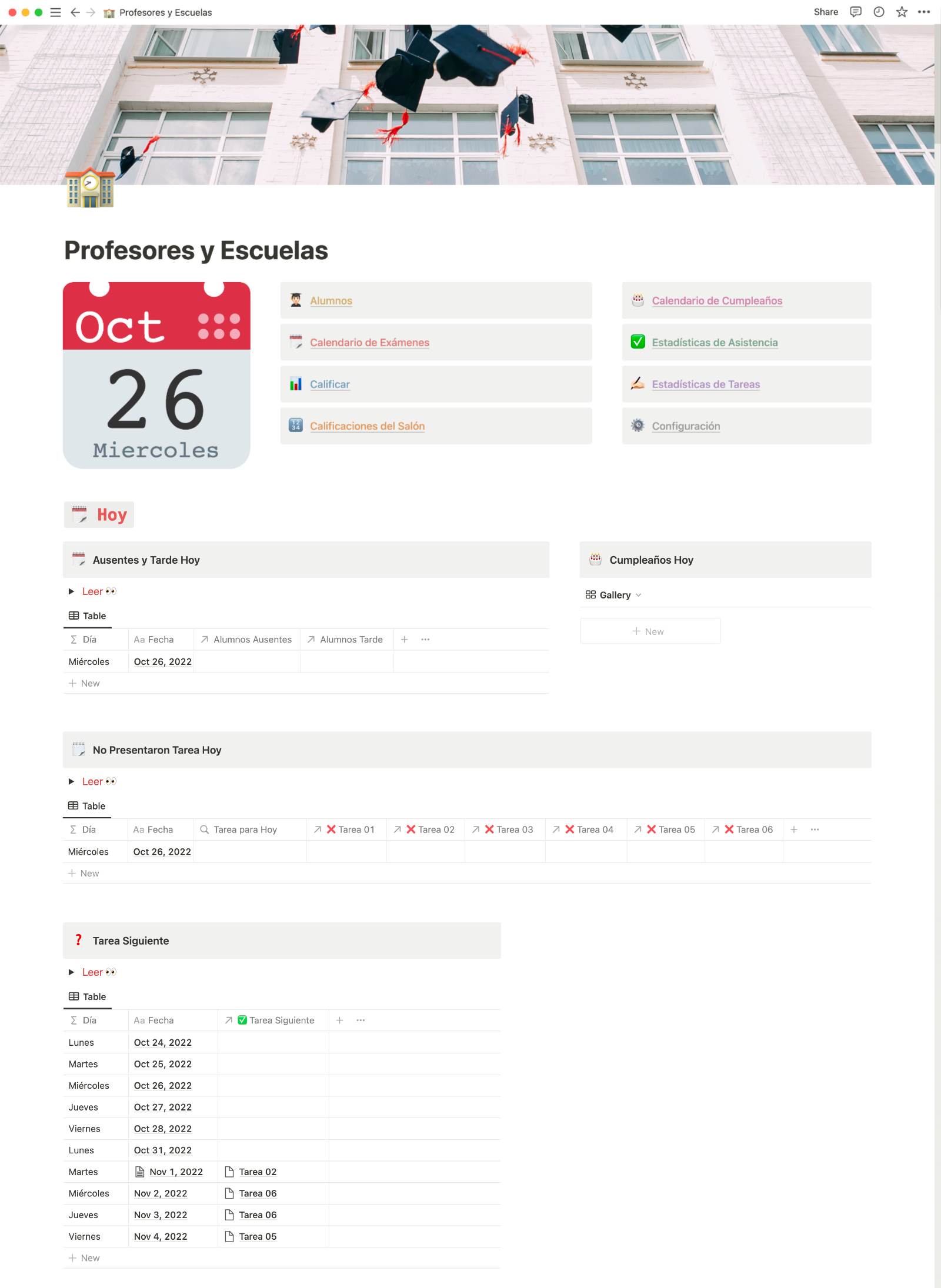 Panel de Control en Notion