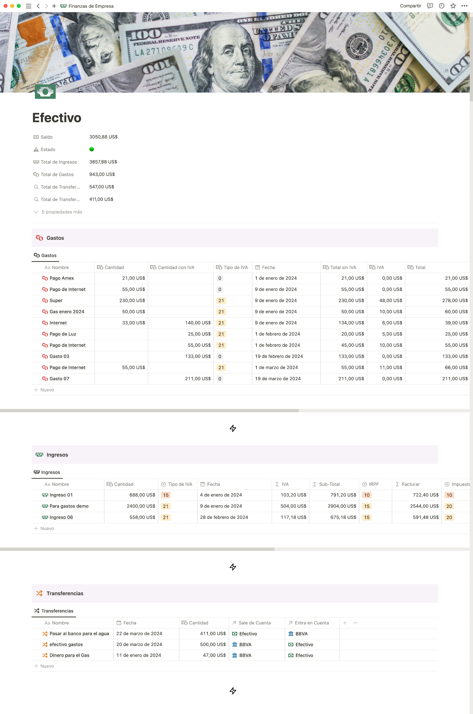Transacciones por Cuentas Bancarias y Tarjetas