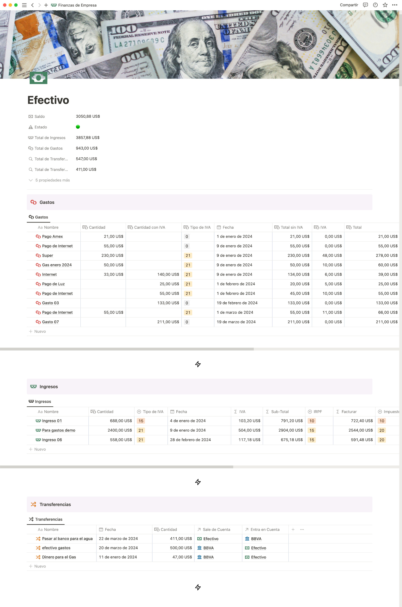 Transacciones por Cuentas Bancarias y Tarjetas